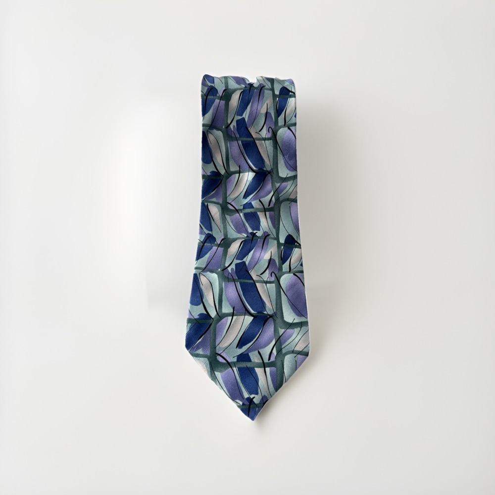J.Garcia Men's Silk Neck Tie‎ The Emerald City Detail Collection Forty Two Blue